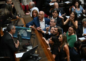 Glaciares en el recinto y Adorni en el aire: Menem se pone el casco para la sesión en Diputados