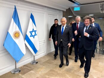 Javier Milei junto al primer mininstro israelí, Benjamin Netanyahu, uno de sus principales aliados globales.