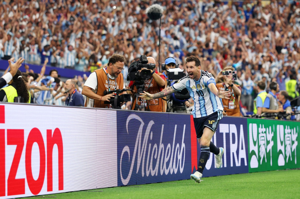 Messi festeja el segundo gol ante Austria