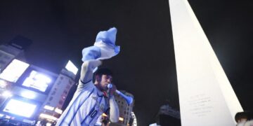 Festejos en el Obelisco (Foto: Matias Baglietto/AFP)