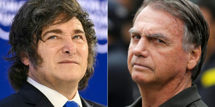 Javier Milei no podrá visitar a Jair Bolsonaro (FOTO: Fabrice COFFRINI and Sergio Lima / AFP)