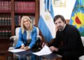 Verónica Magario y Nicolás Kreplak en el Senado (Foto: prensa institucional)